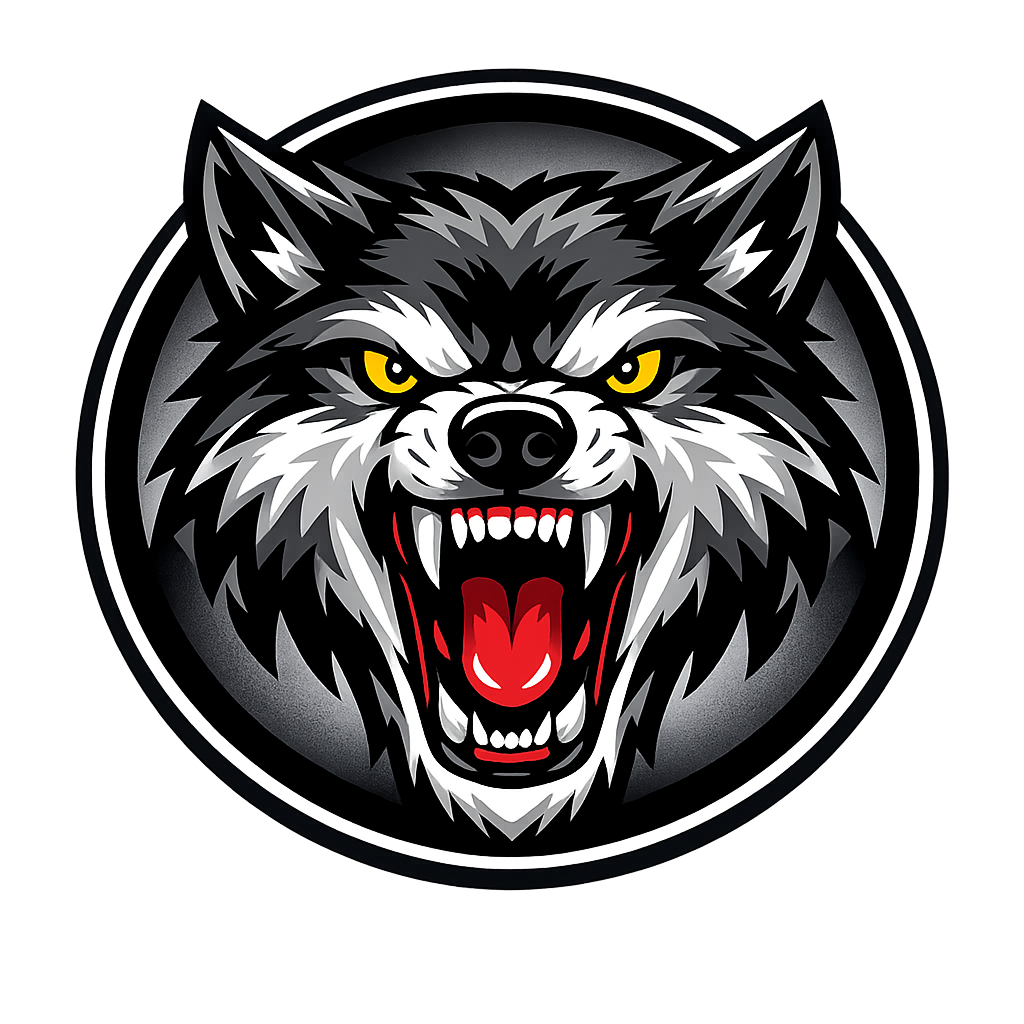 Dogtruck-Zeichen mit Wolf im D