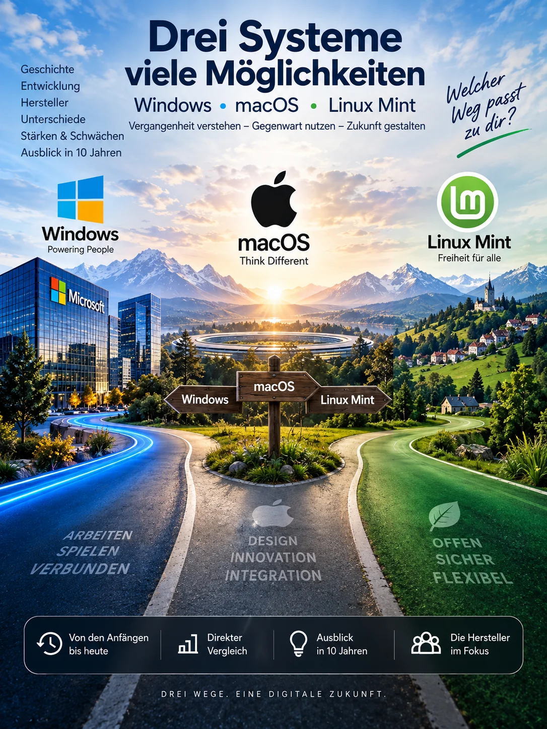 Drei Wege für Windows, macOS und Linux Mint.