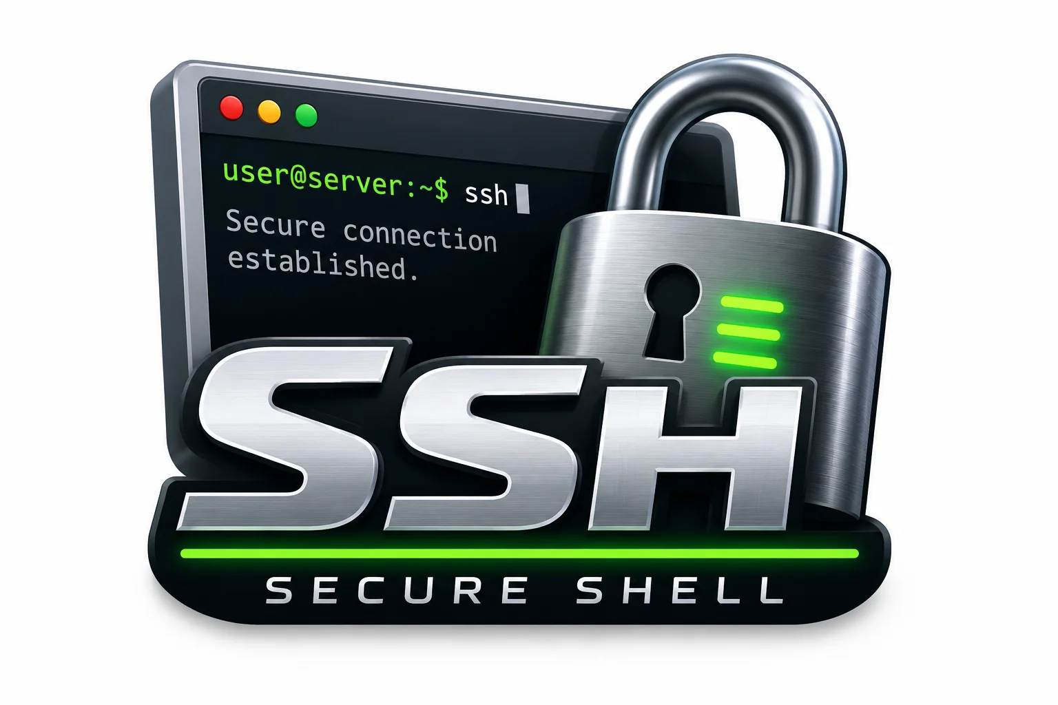 SSH – Secure Shell: Terminal und Vorhängeschloss